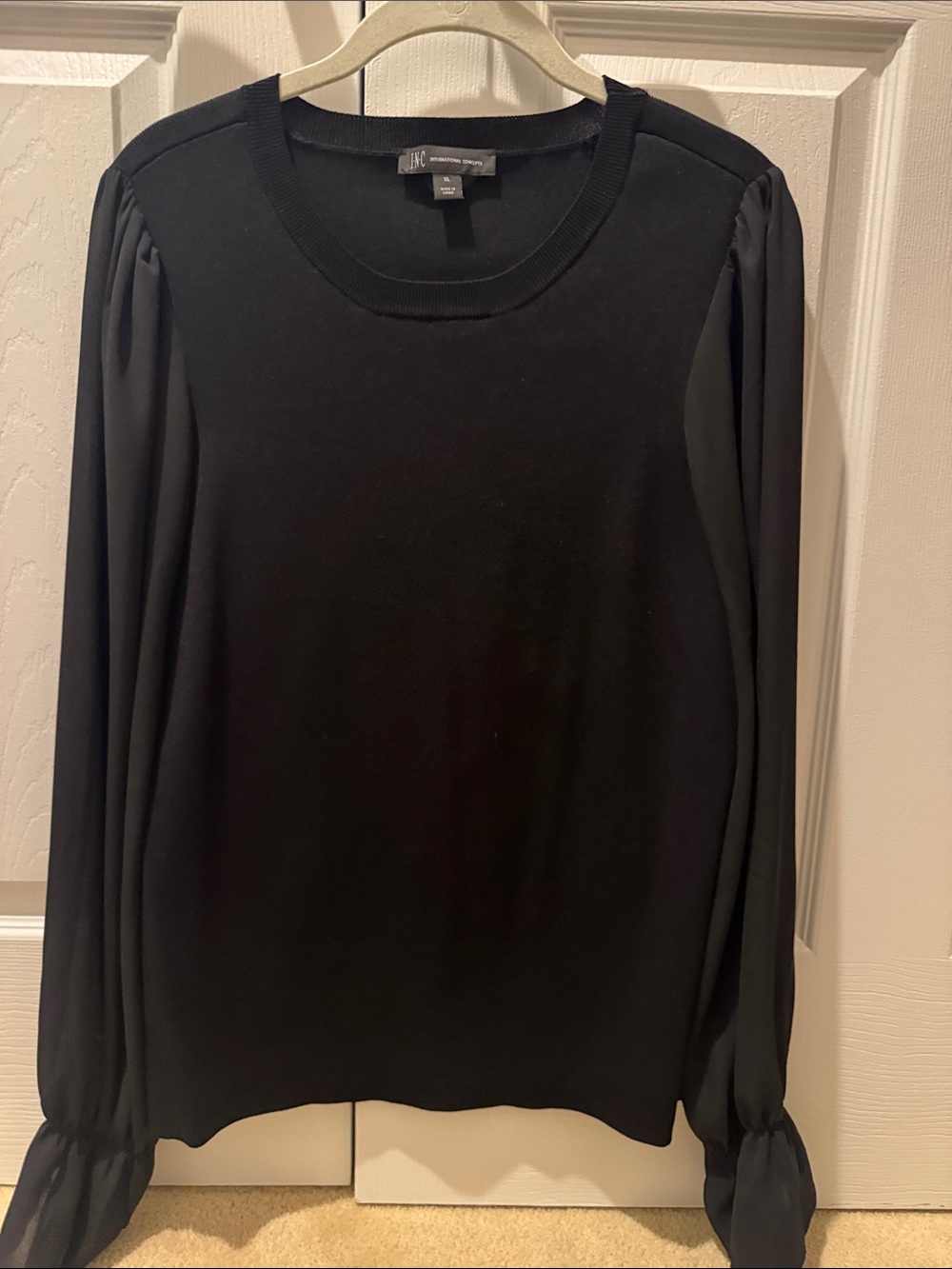 INC International Concepts Black Long Sleeve Blouse